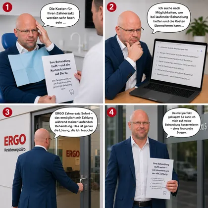 Zahnzusatzversicherung mit Sofortschutz ohne Wartezeit - 37,60€ monatlich