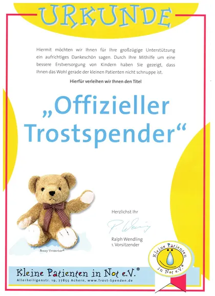 Ein Teddybär - Trost für kleine Patienten