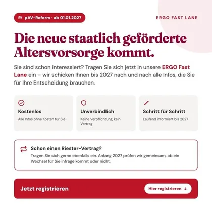 Die Rentenreform kommt. Schon jetzt registrieren und profitieren! 