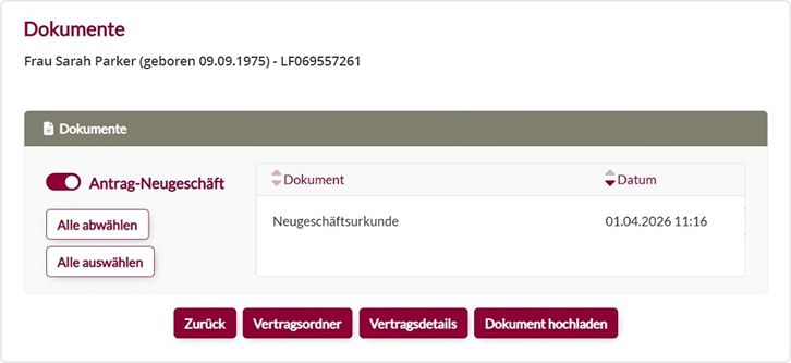 Ansicht der Dokumente