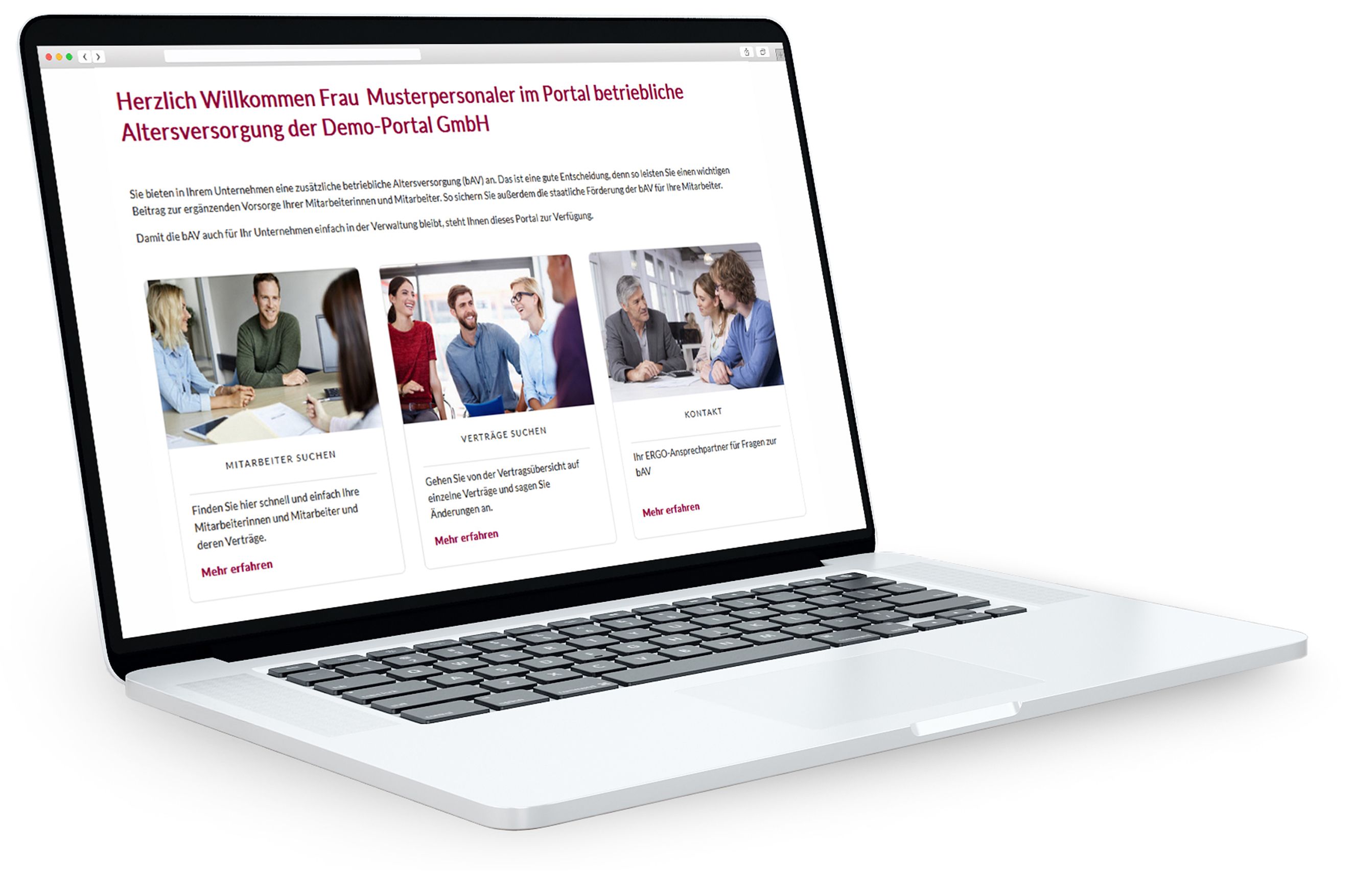 screenshot des bAV Vorsorgeportals