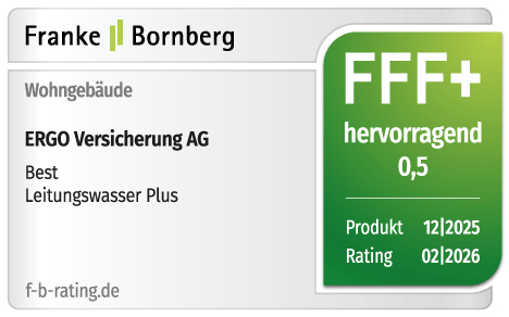 Die renommierte Ratingagentur Franke & Bornberg hat die ERGO Wohngebäudeversicherung Best mit Leitungswasser Plus mit FFF+ bewertet.