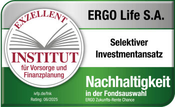 Institut für Vorsorge und Finanzplanung (Exzellent), Selektiver Investmentansatz/Nachhaltigkeit in der Fondsauswahl, Stand 06/2025.