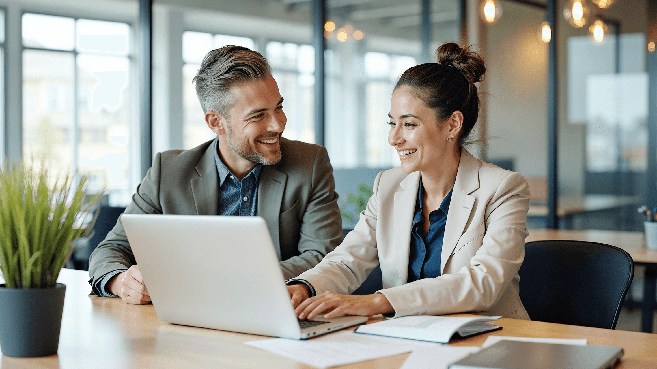 Frau und Mann am Computer