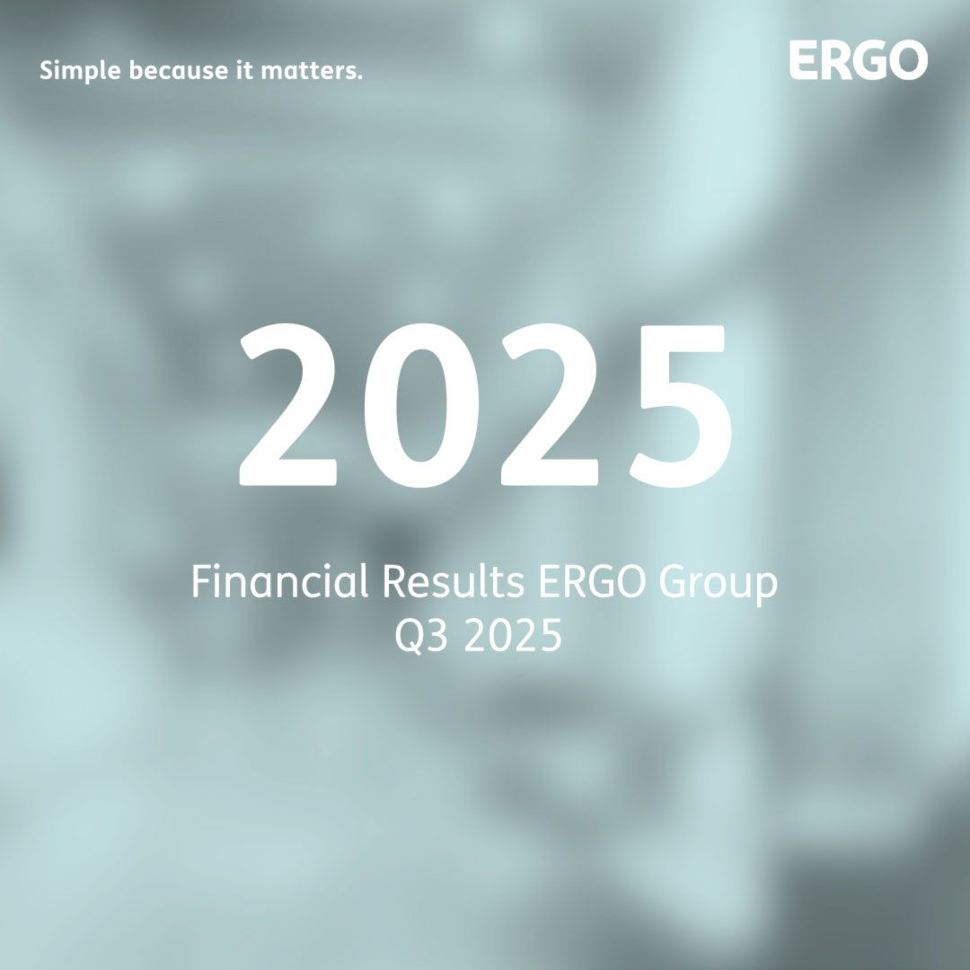 Hellblau verschwommener Hintergrund mit weißer Aufschrift  "Financial Results ERGO Group Q3 2025"