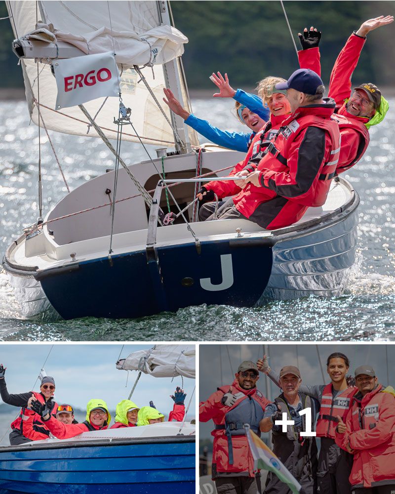 A collage of pictures of sailing boats and their sailors.