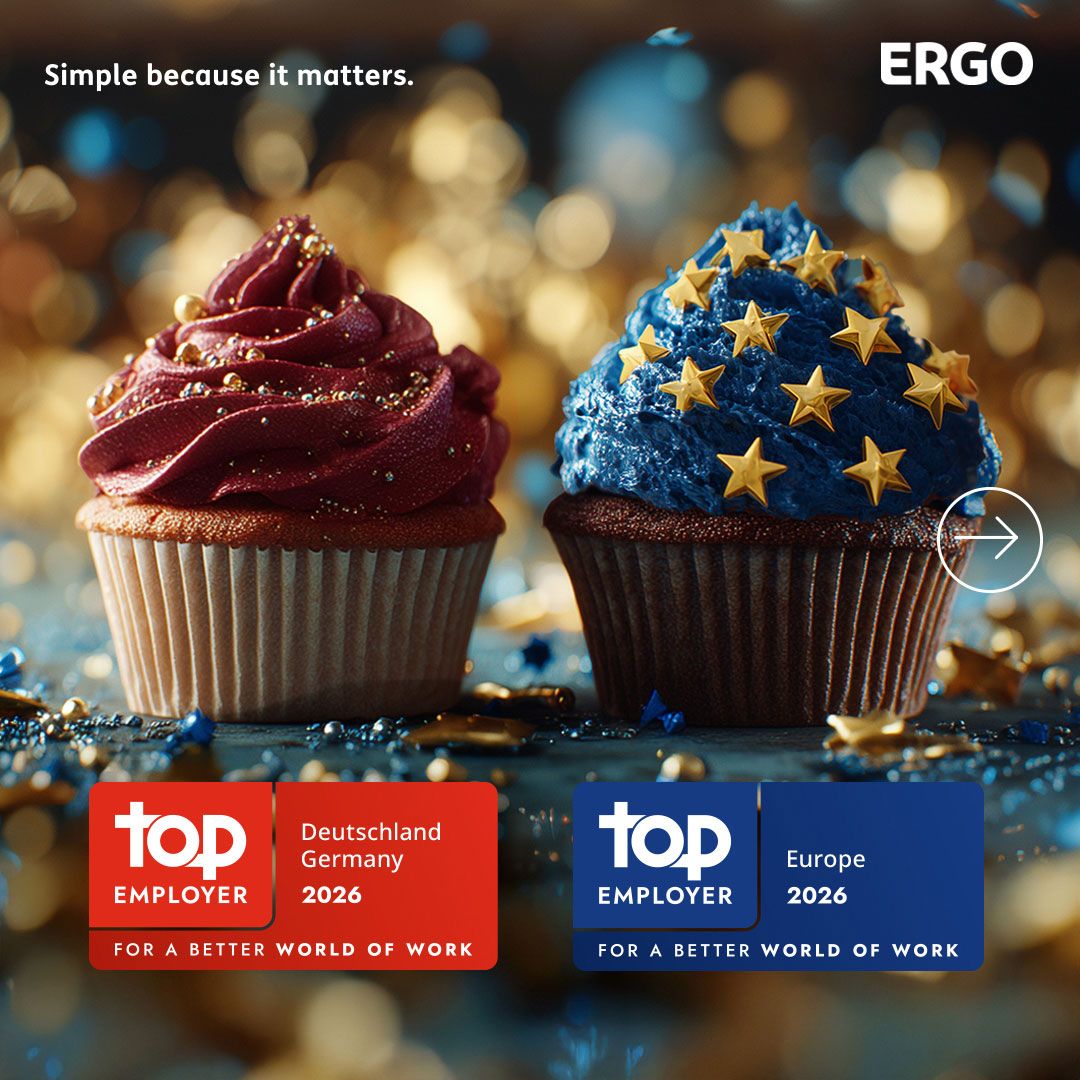 Two cupcakes with the Top Employer award seals.