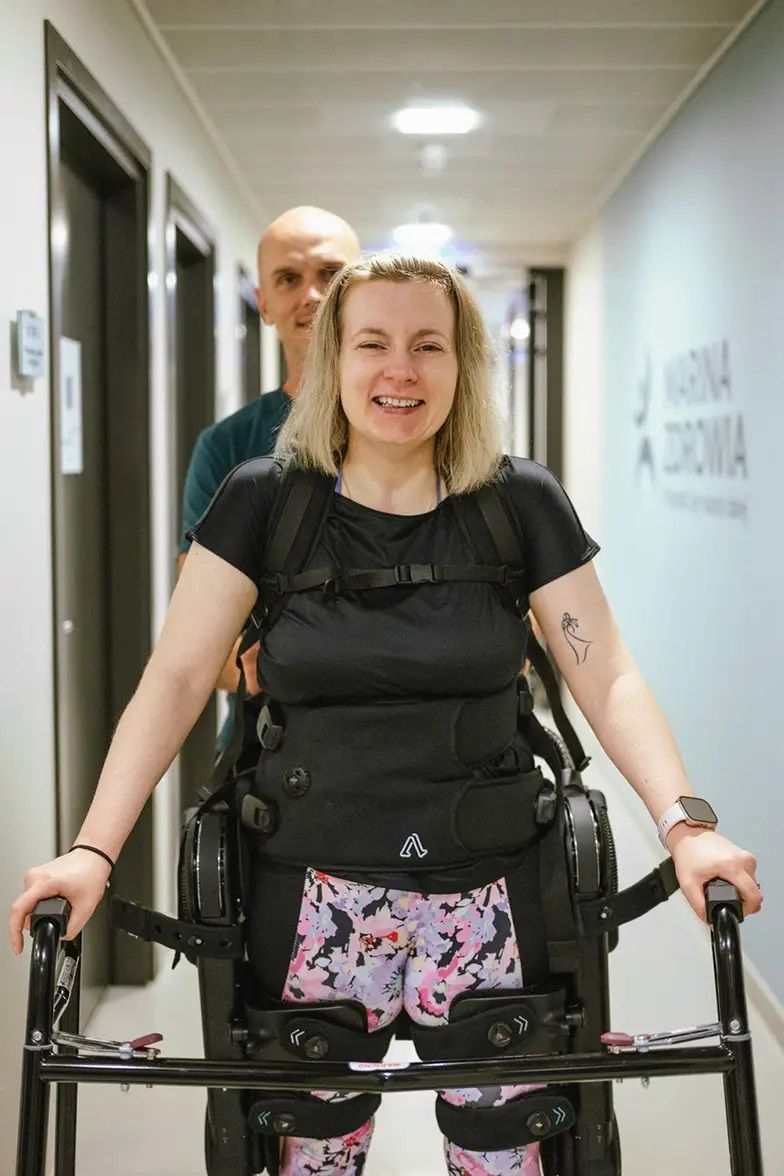 Martyna Bratkowiak, now in exoskeleton rehab after a haemorrhagic stroke