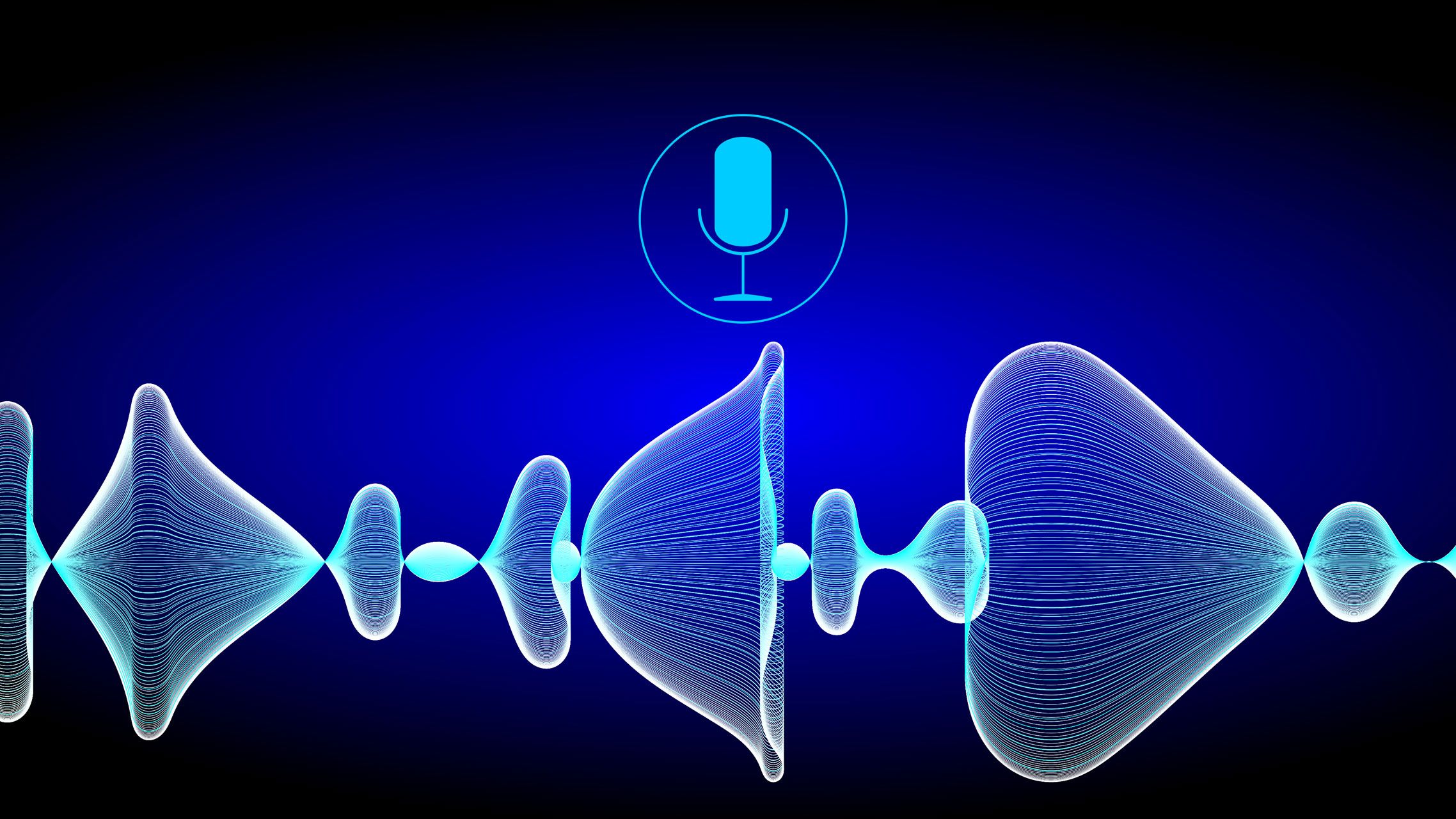Audiogram with microphone symbol on a blue-black background.