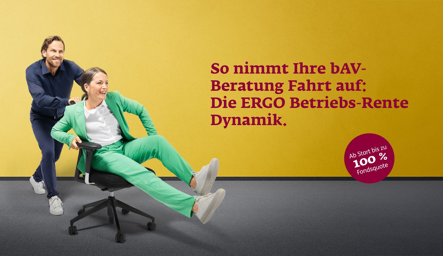 Illustration der ERGO Betriebs-Rente Dynamik mit Fokus auf Renditechancen und Sicherheit​
